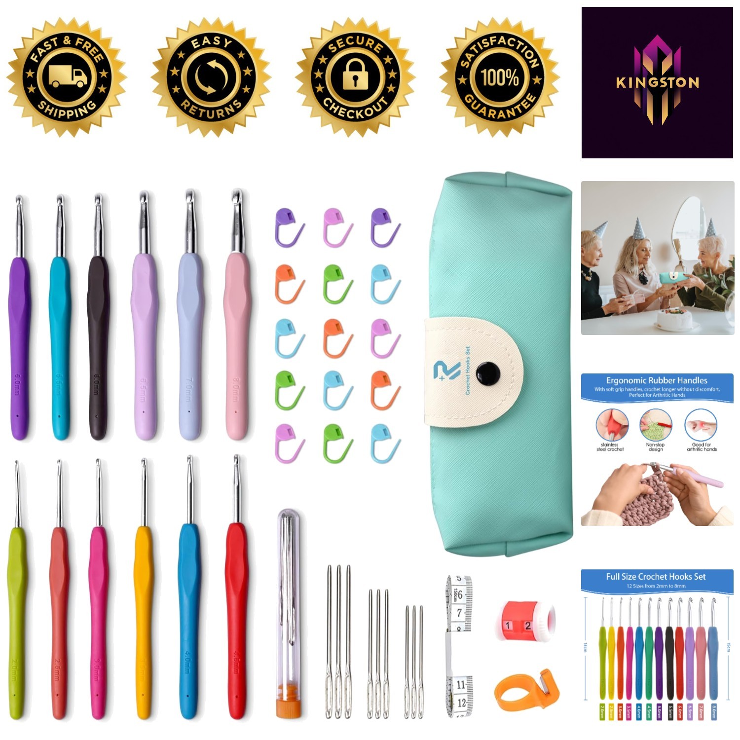 Complete Crochet Kit with 12 Sizes Hooks & Accessories - Gift for Crochet Lovers