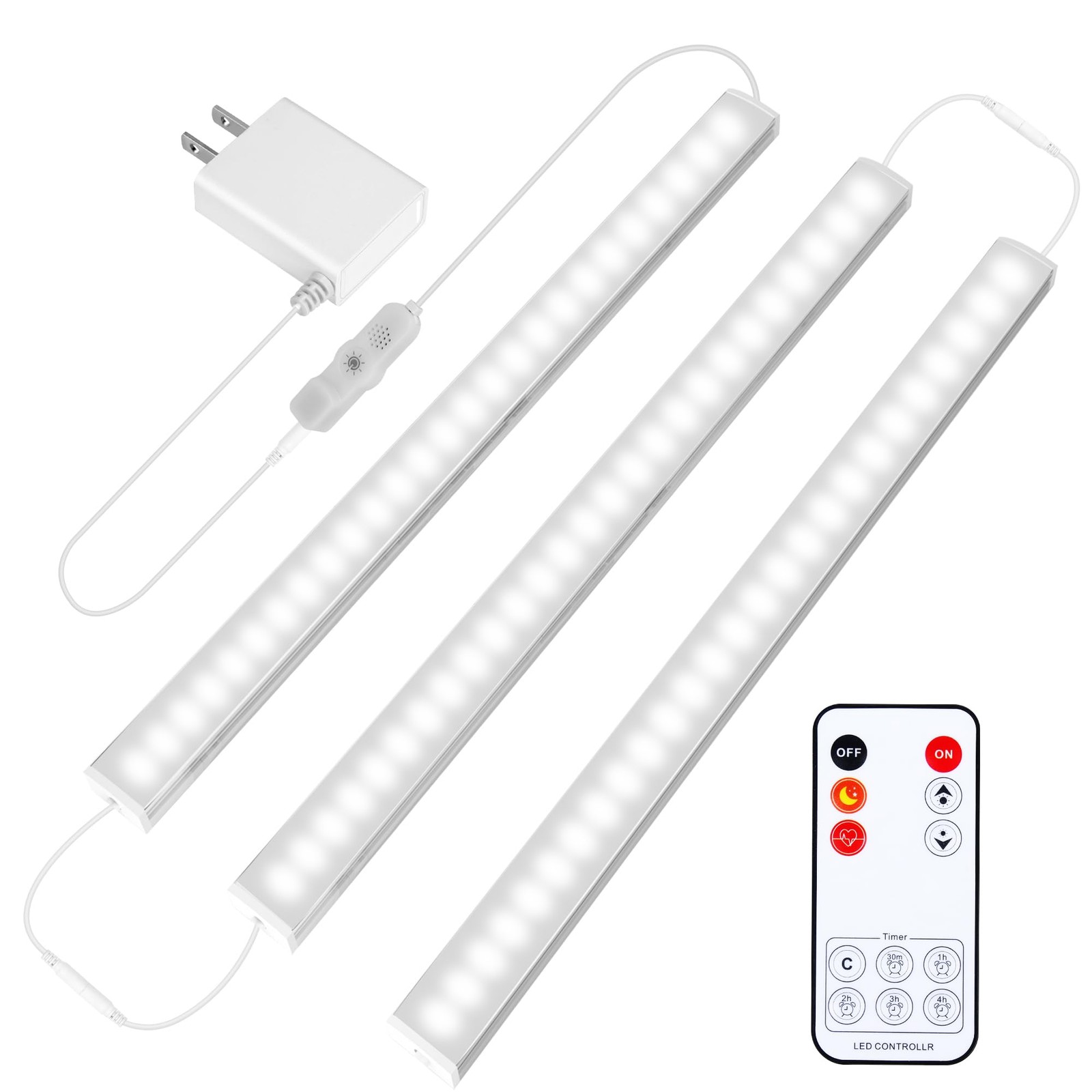 Under Cabinet Lights Plug in, 3 Pcs 12 Inch Ultra Thin Under Cabinet Lighting...