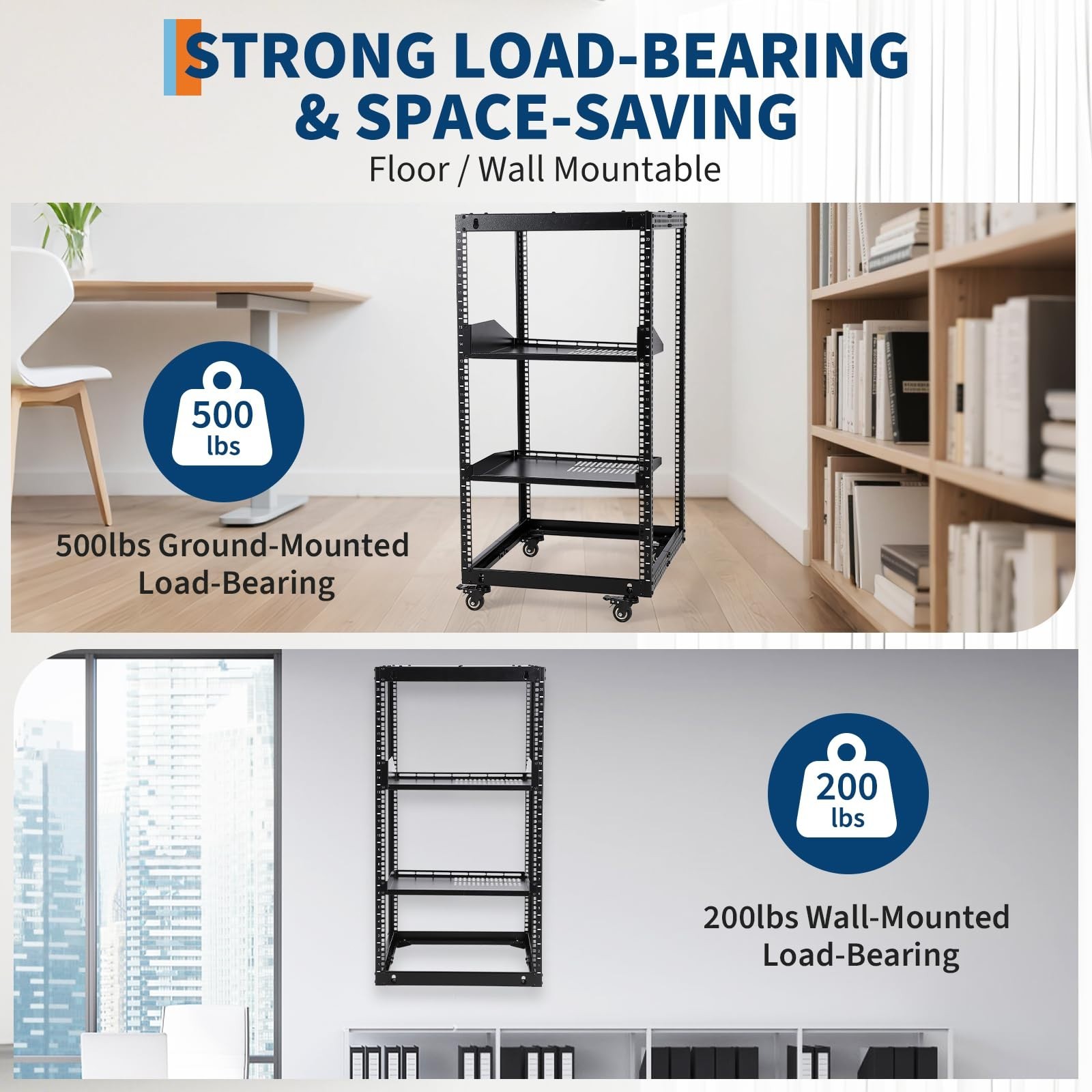 20U 4 Post Open Frame Server Rack Network Enclosure 23''-40'' with Caster