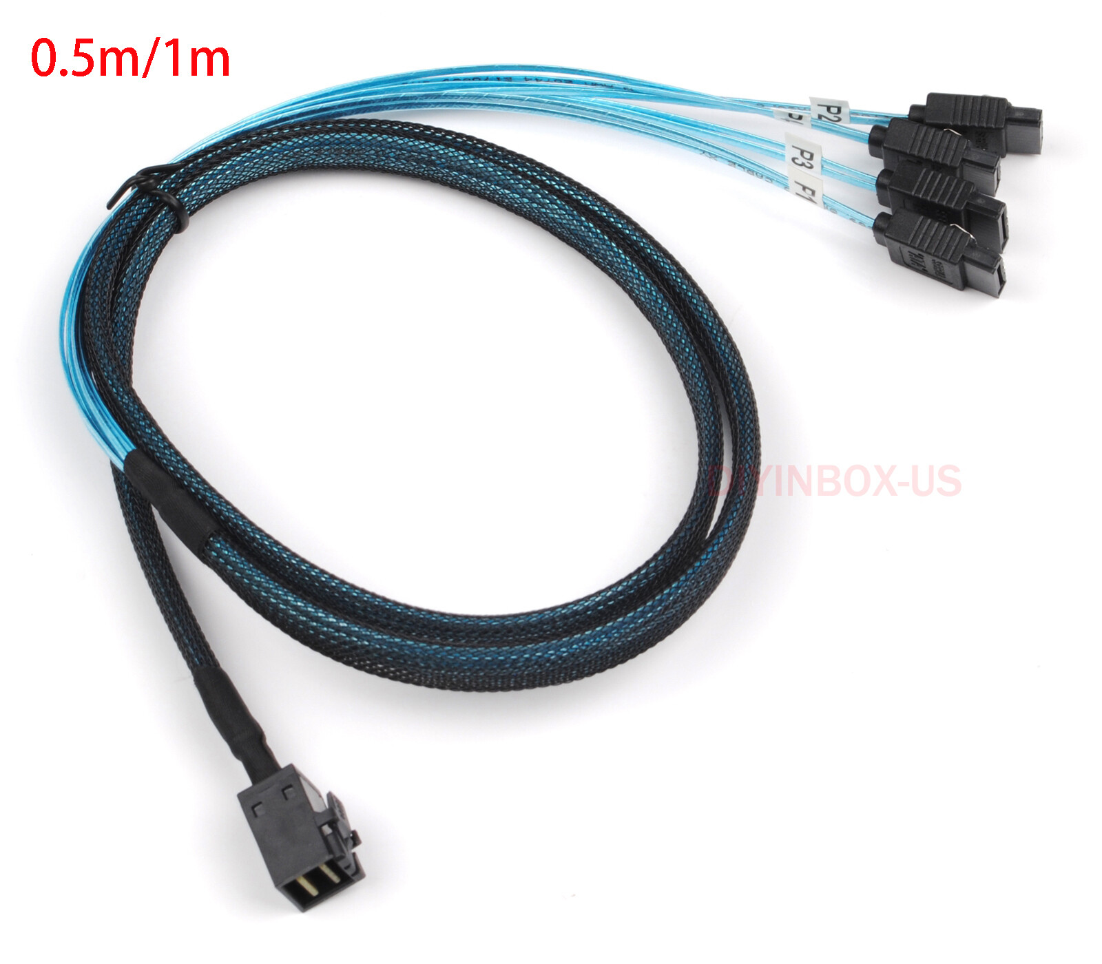 6G Internal MiniSAS HD SFF-8643 to 4 SATA 7pin Hard Disk Data Server Raid Cable