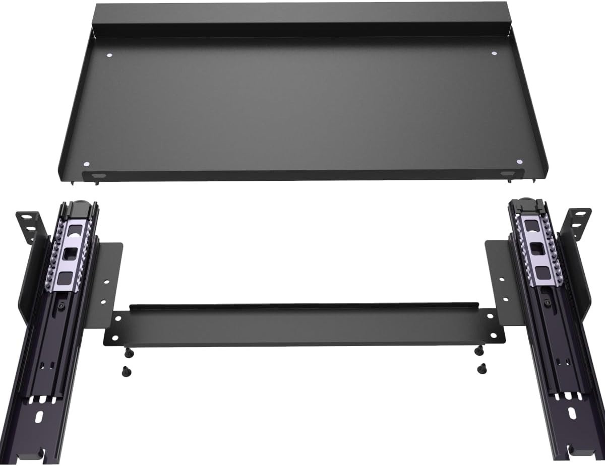 1U Keyboard Tray 8"Deep -Universal 19"Rack Mount Sliding Shelf for Network