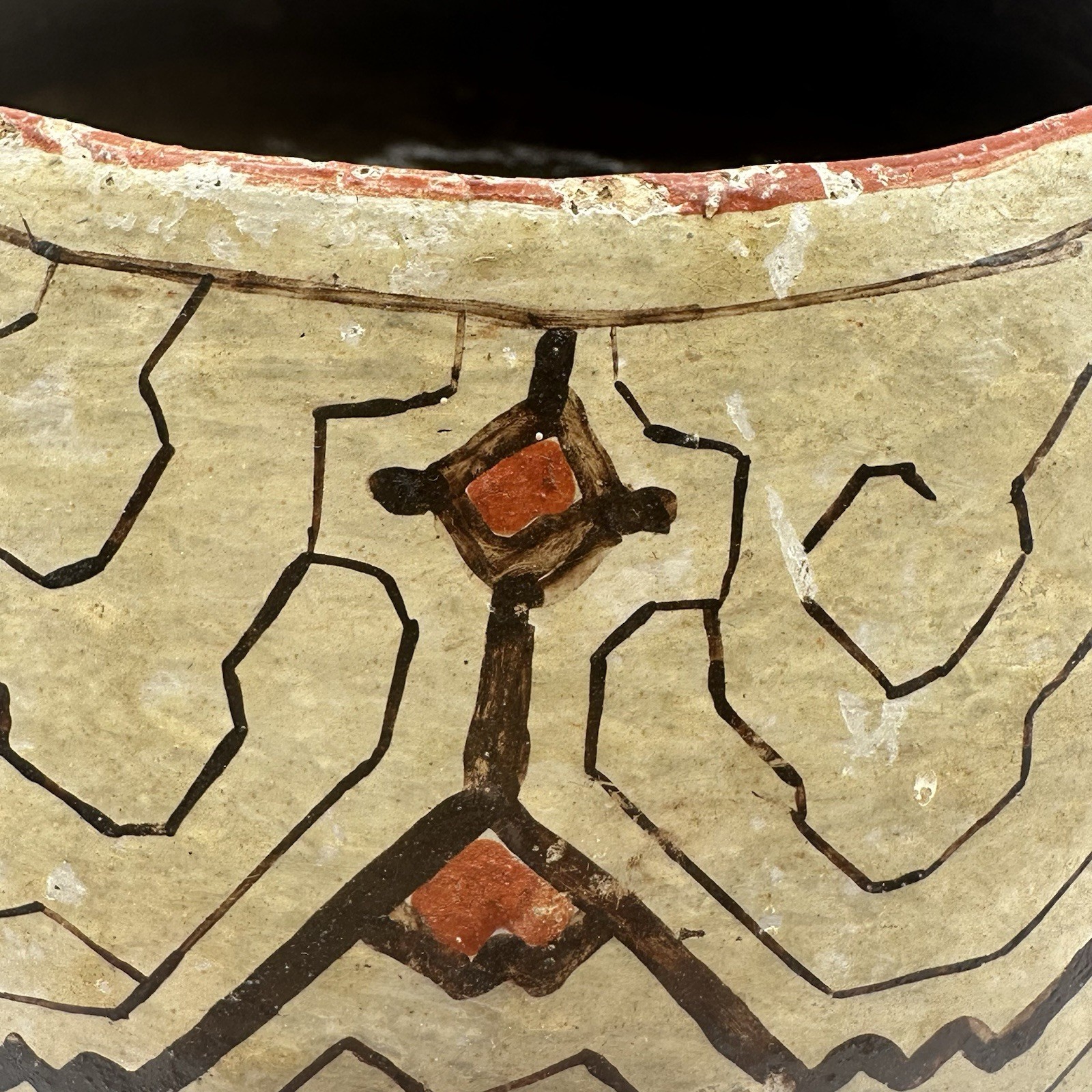 Shipibo Conibo Peruvian Art Pottery Bowl, Anthropomorphic Design