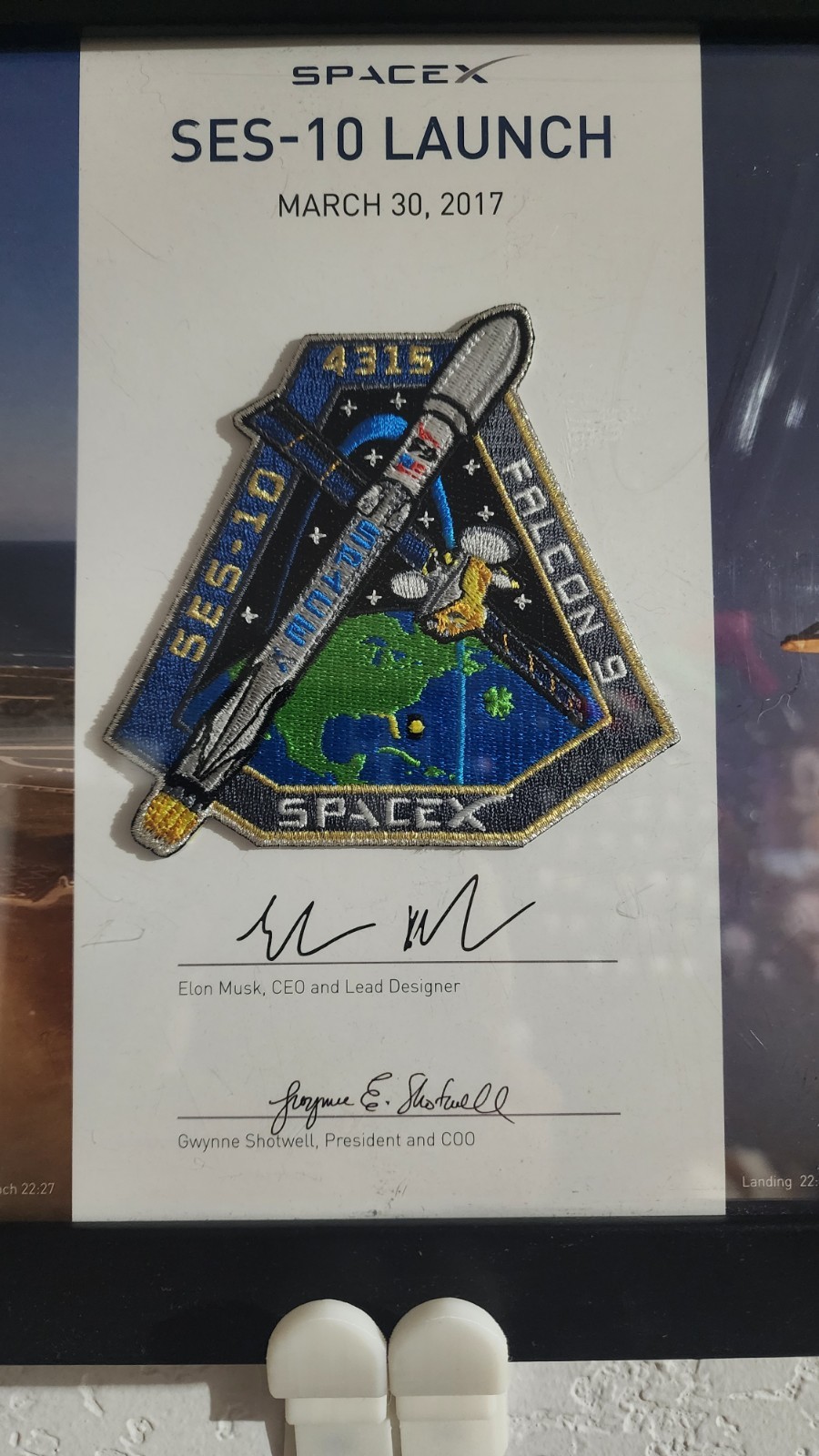 SES-10 LAUNCH SPACEX SPACE X EMPLOYEE NUMBERED AUTHENTIC PATCH PRESENTATION RARE