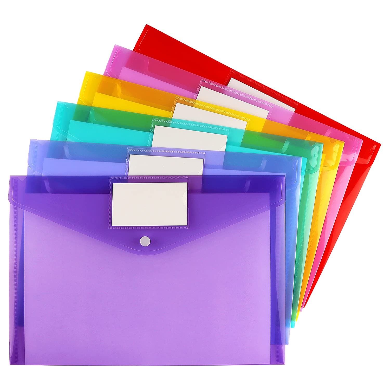 6 Pack Clear Document Folders Plastic 15.55 x 8.73 x 0.52 inches, 6 Color