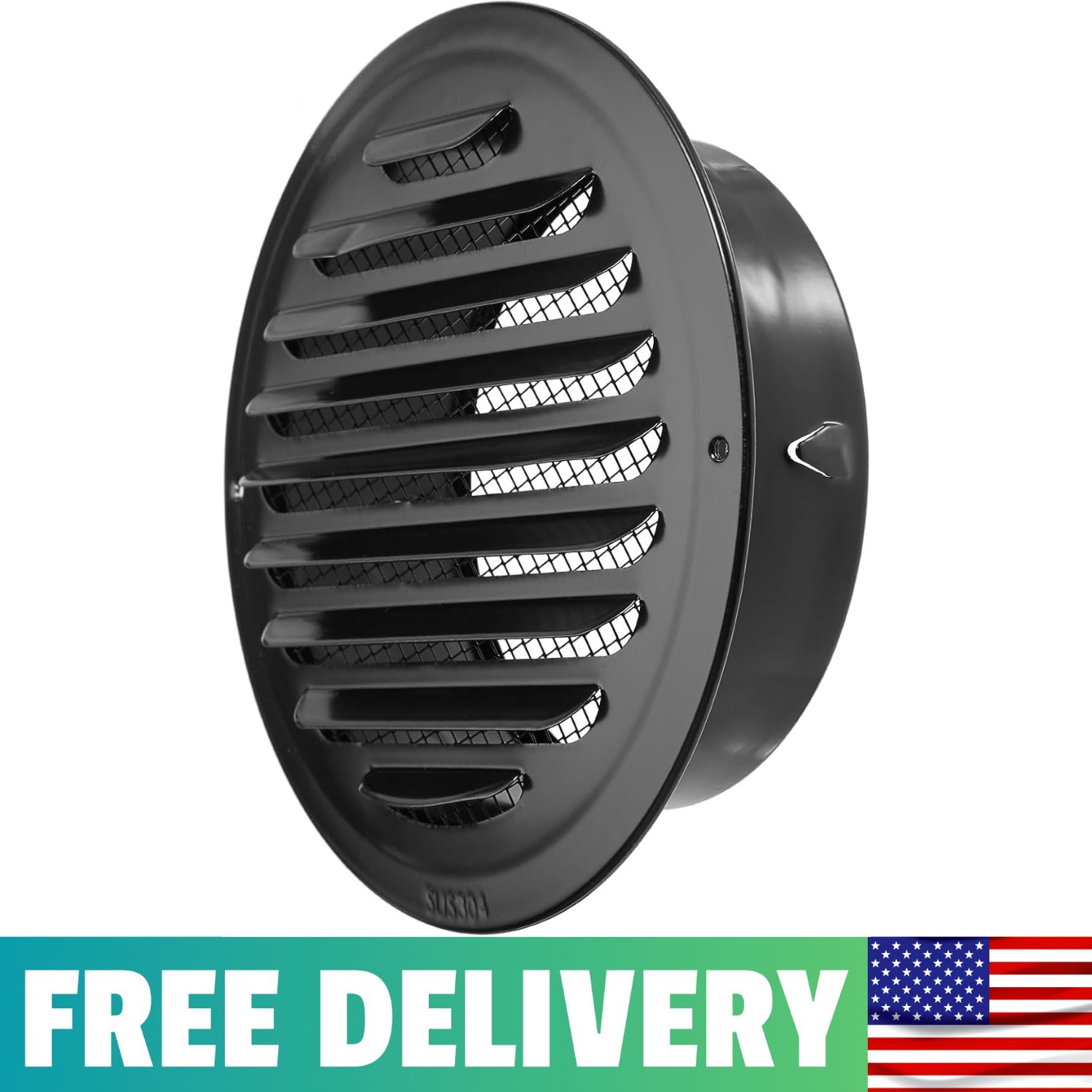 6 Inch Stainless Steel Air Vent Black Soffit Vents For Kitchen, Bathroom | Round