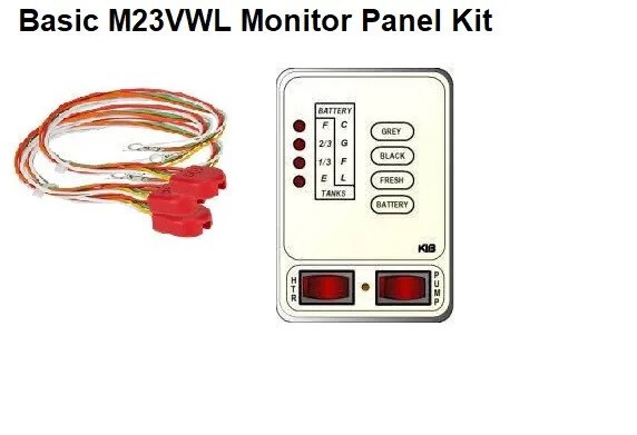 KIB M23VWL White 3 Tank RV Micro Monitor System + Heater and Pump Switch OEM