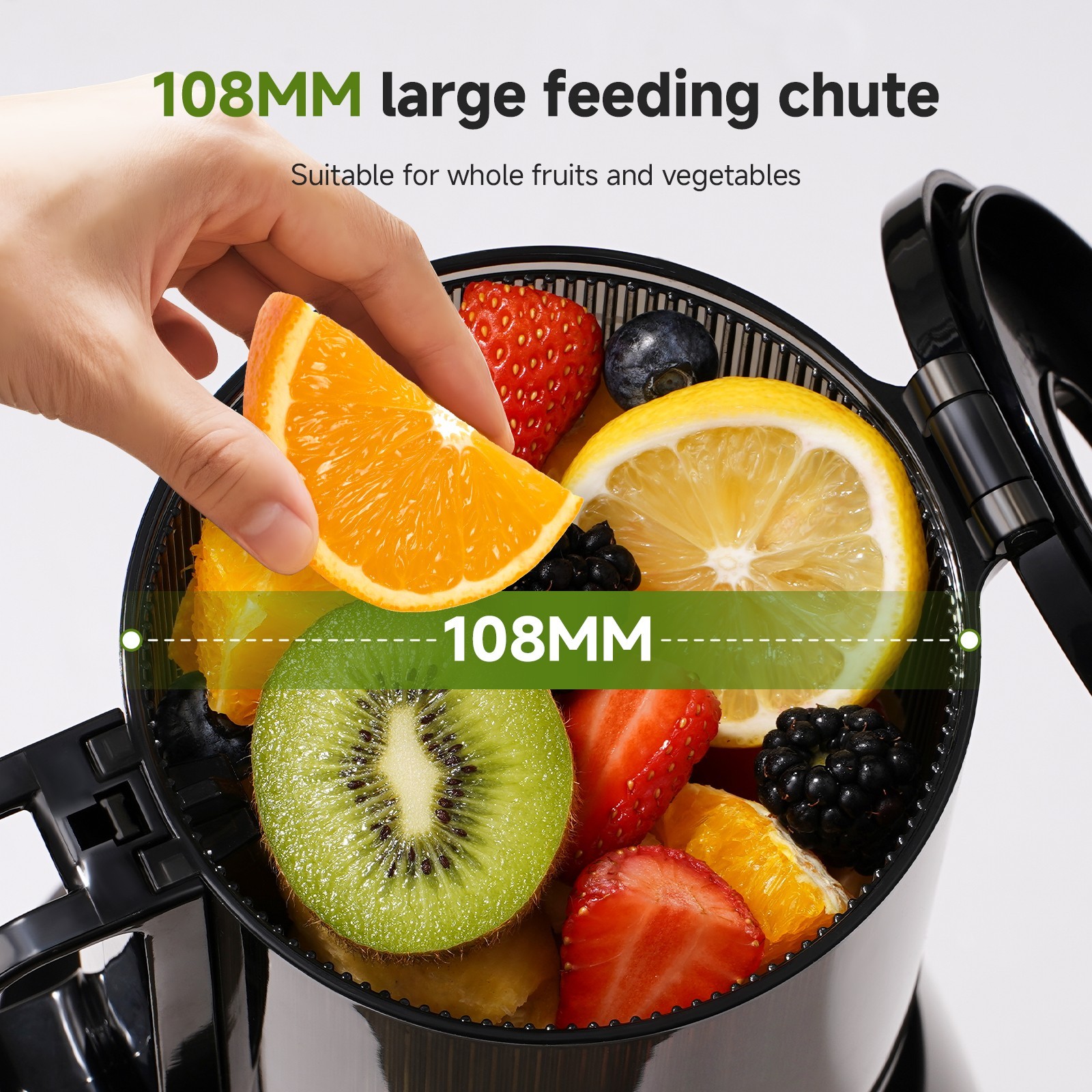 AMZCHEF Slow Juicer Machine, High Juicing Rate, Quiet Motor with Rever.