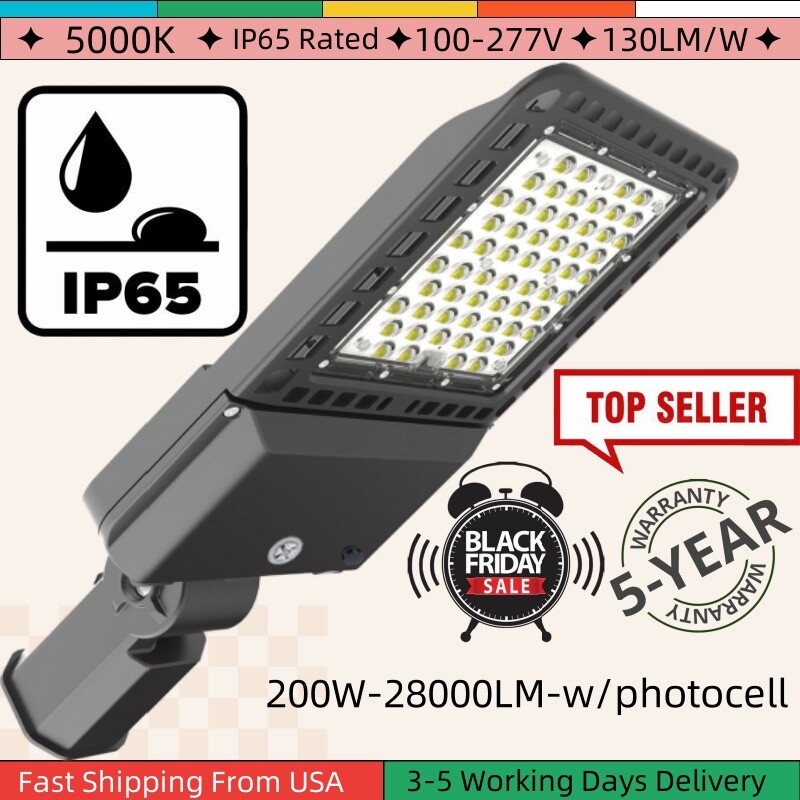 Commercial Outdoor 200W LED Parking Lot Light IP65 Shoebox Street Pole Lamp ETL