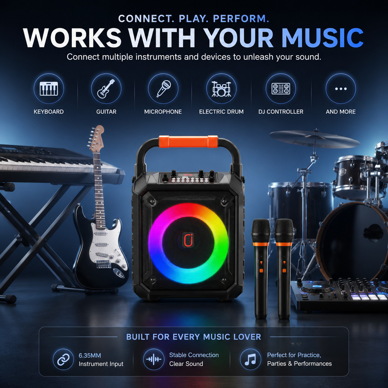 Ultimate Karaoke Machine with 2 Wireless Microphones & Bluetooth Connectivity