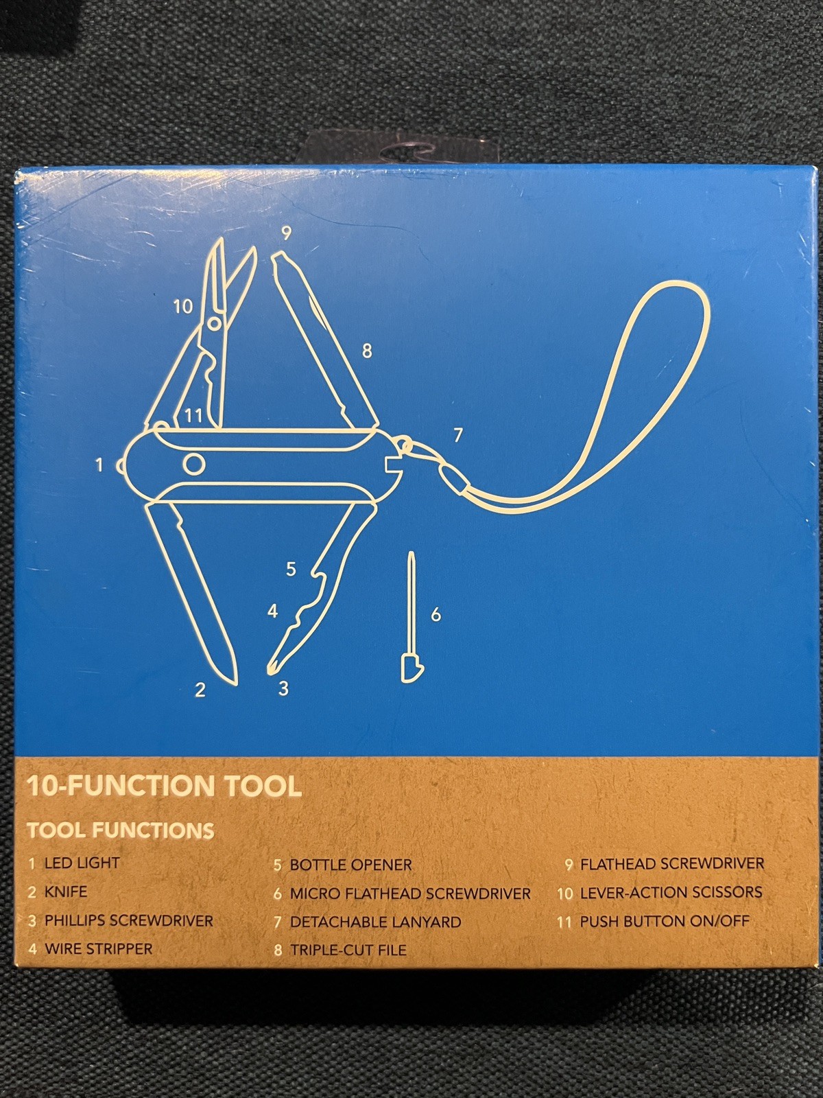Columbia 10-Function Tool- Knife, Scissors, LED Light, etc. Brand New