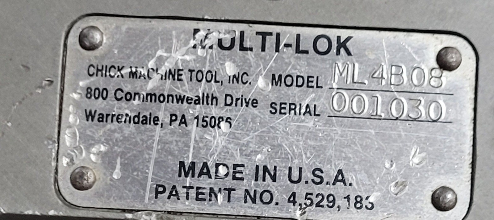 CHICK MODEL ML4B08 MULTI-LOK 4-SIDED TOMBSTONE