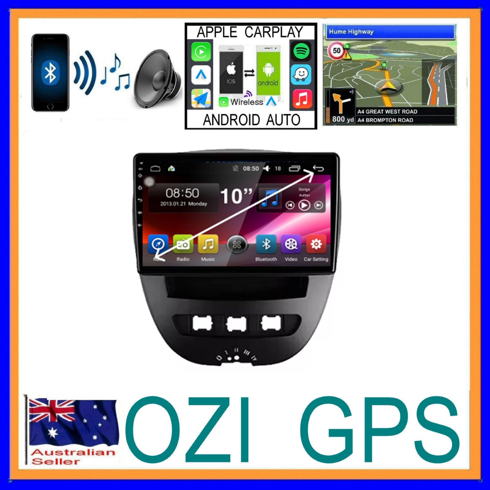 PEUGEOT 107 2005-2014 GPS WIRELESS CARPLAY ANDROID AUTO CAMERA ODB DAB+ TPMS DVR