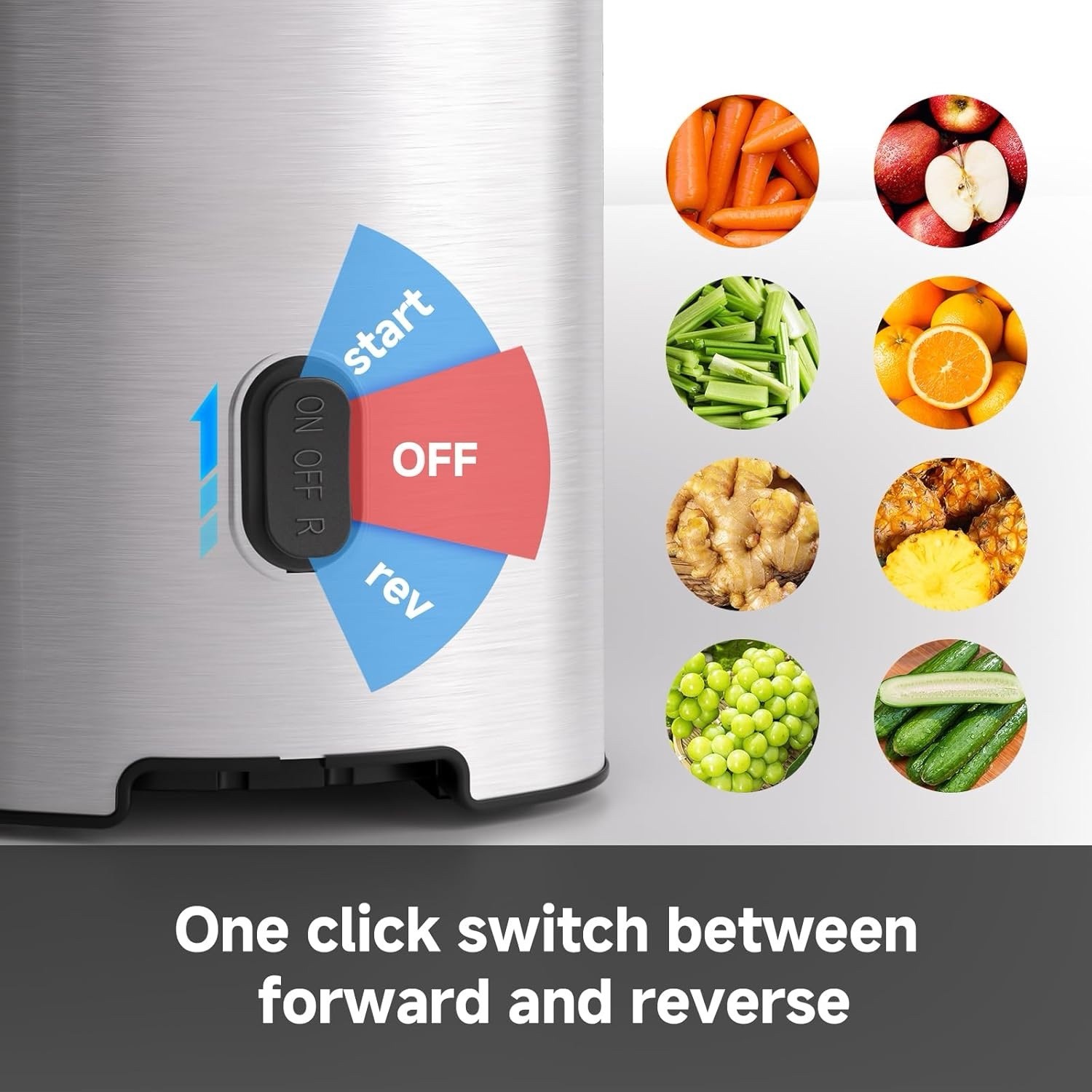 Cold press Juicer Machines with 5.2" Extra Self-Feeding