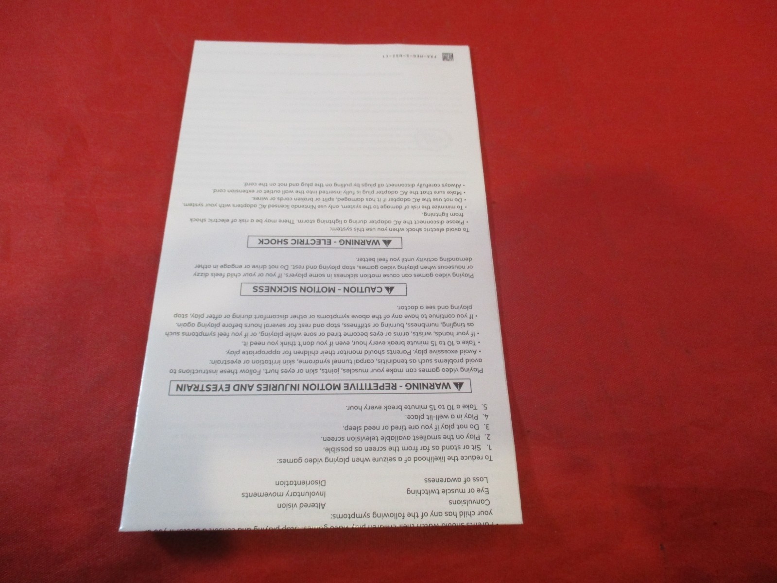Nintendo Switch Health And Safety And Usage Guidelines Insert ONLY #I