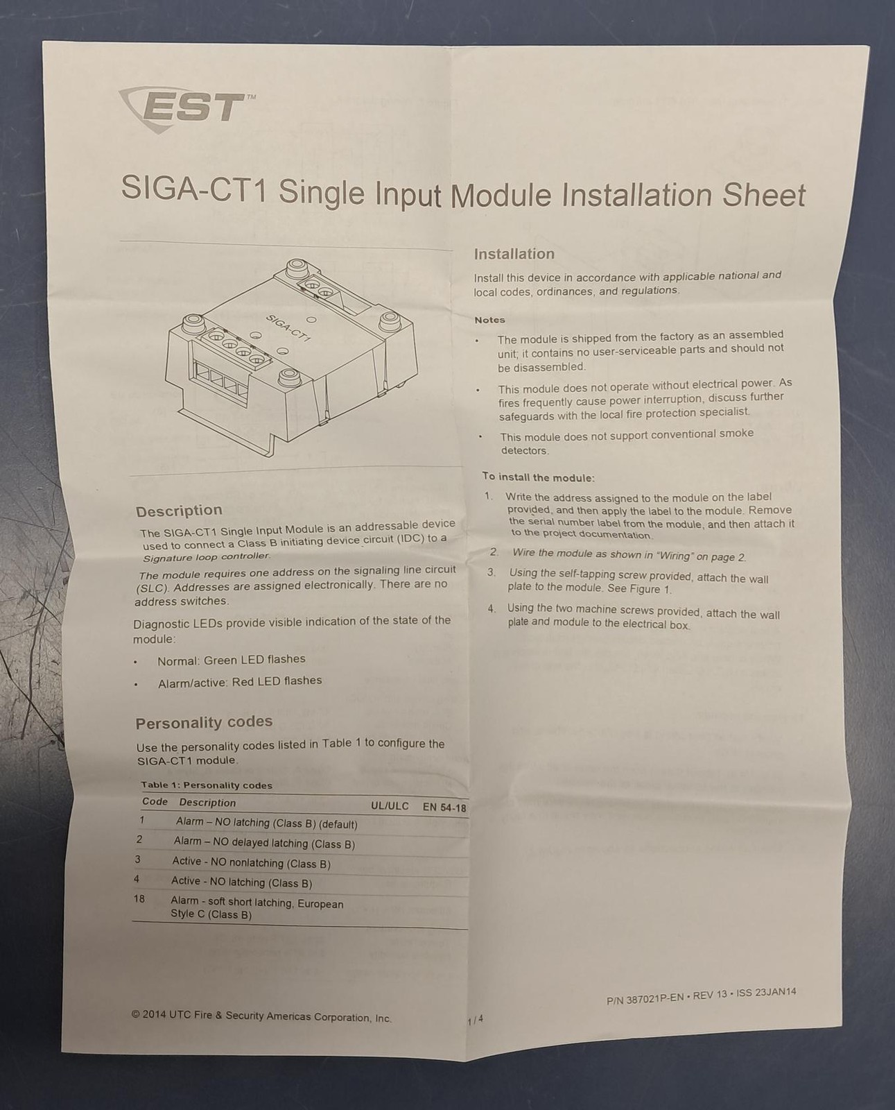 Edward - SIGA-CT1 - Single Input Module for Fire Alarm System - NEW
