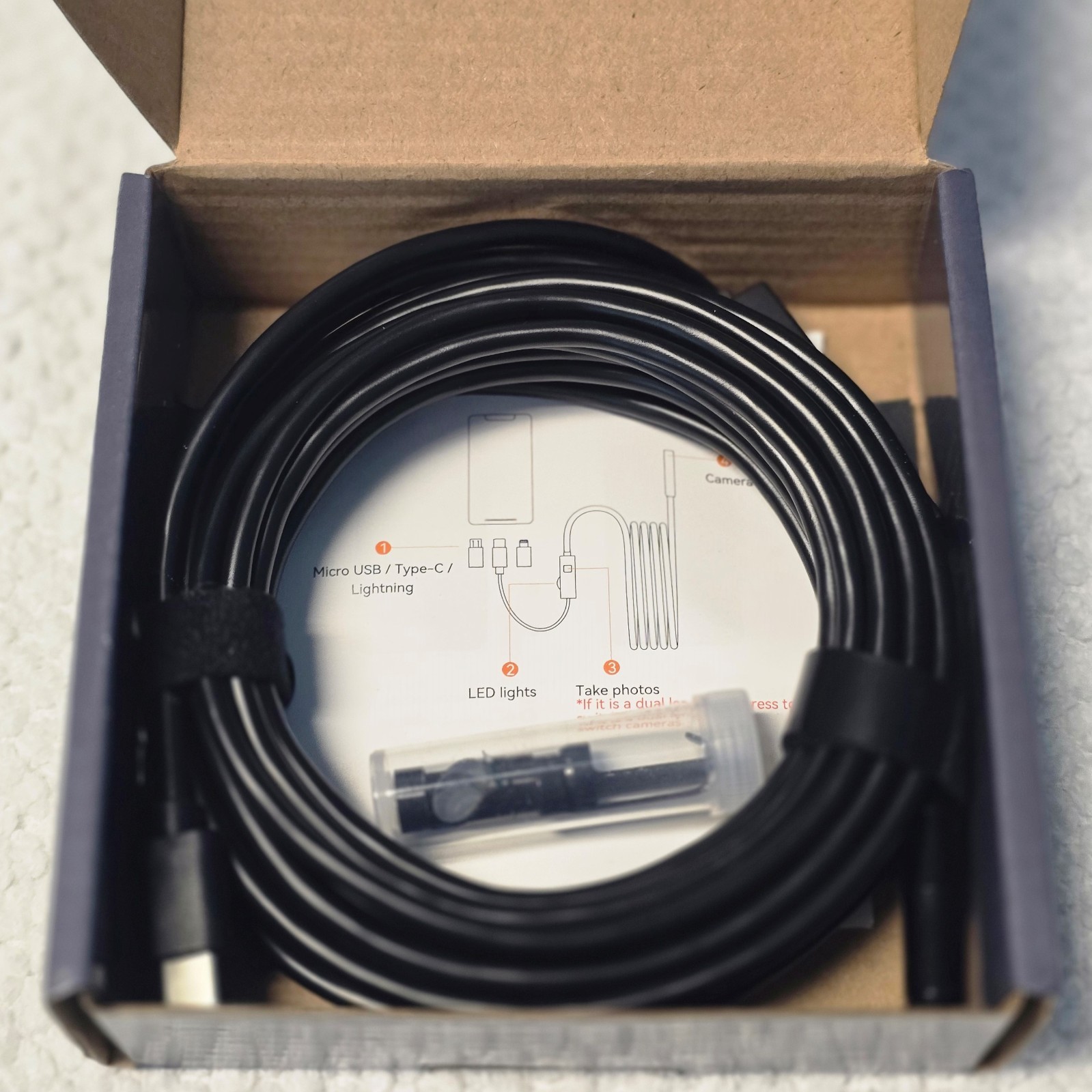 16.4ft HD Endoscope Camera 1920P Borescope Inspection Snake Tool iPhone Android