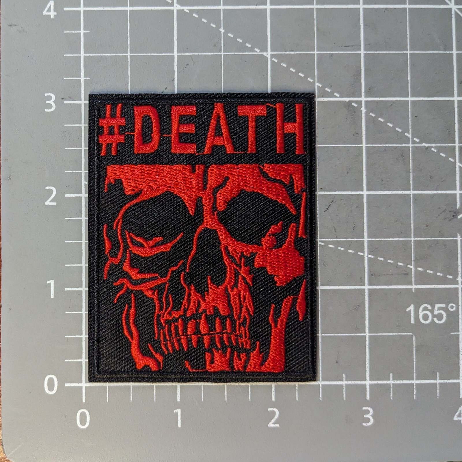 Red Death Patch Crimson Macabre Goth Punk Biker Embroidered Iron On Patch 3x2.5"