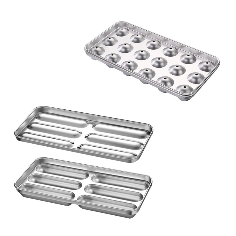 Stainless Steel Food Grade Round Ice Ball Tray Spheres Oval Ice Cube Mold Maker