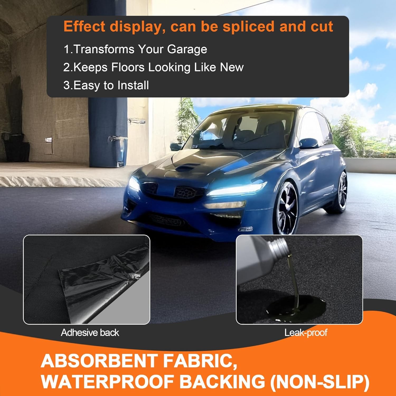 60“ × 72” Oil-Resistant Mat - Mat Waterproof, Oil-Absorbent, Reusable, Washable