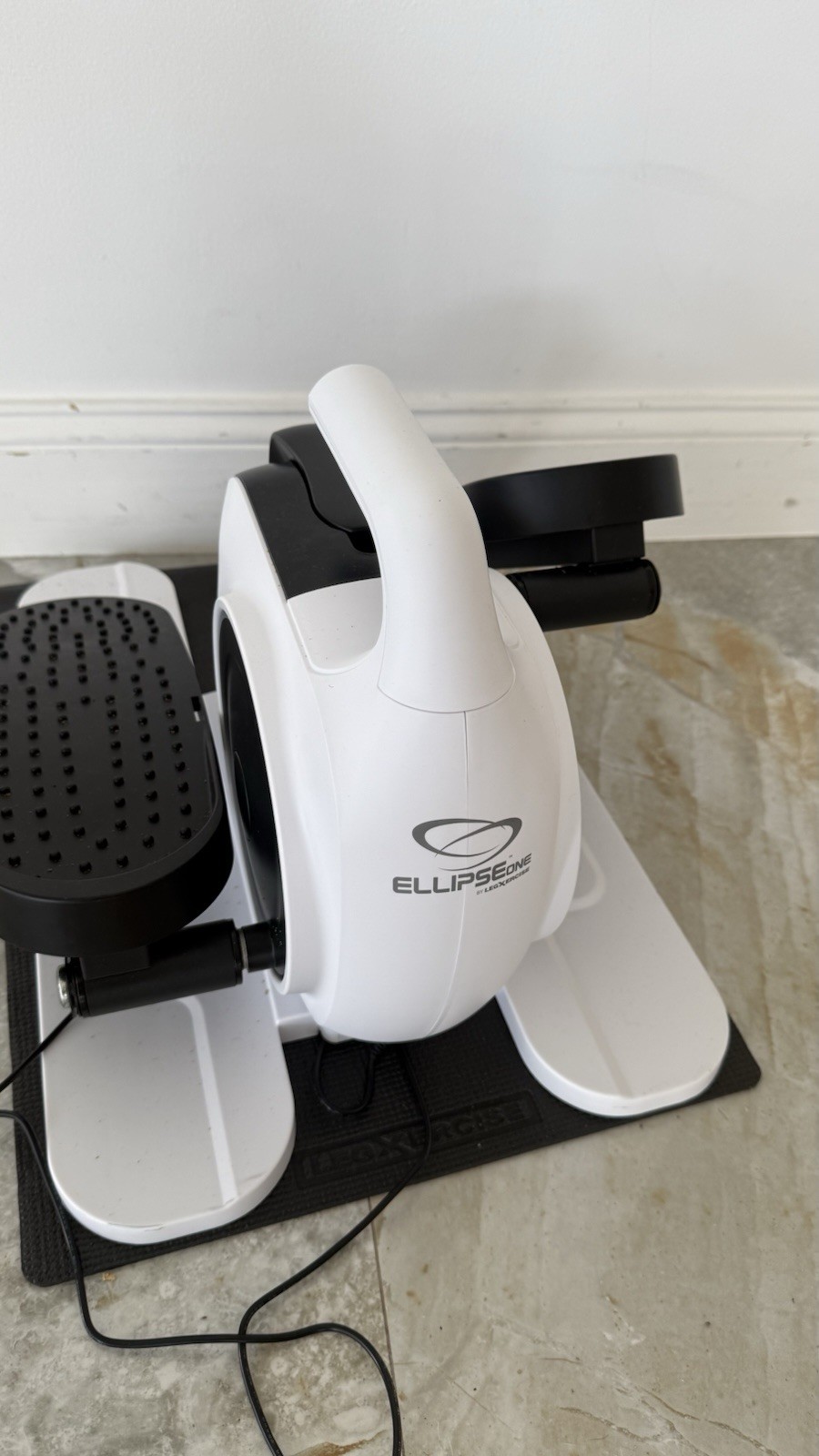 LegXercise Ellipse One Compact Elliptical Machine, White/Black Plastic