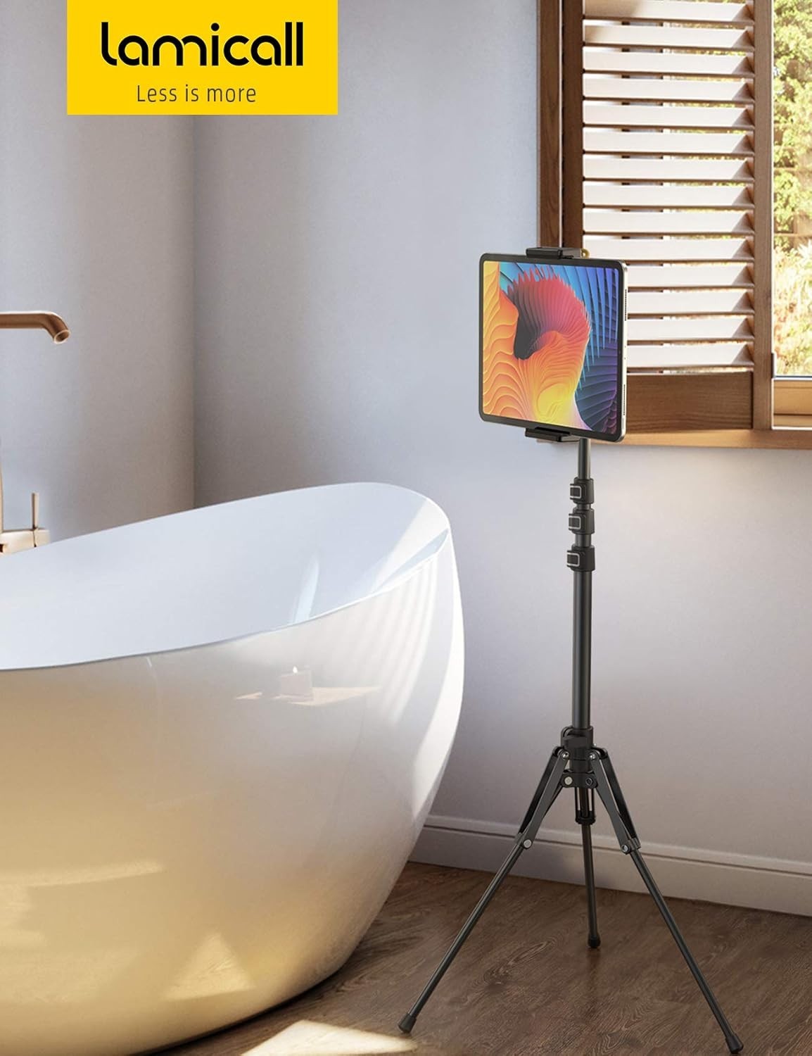 Lamicall Tablet Floor Tripod Stand - 64.9" Tablet Holder Mount Bluetooth Remote