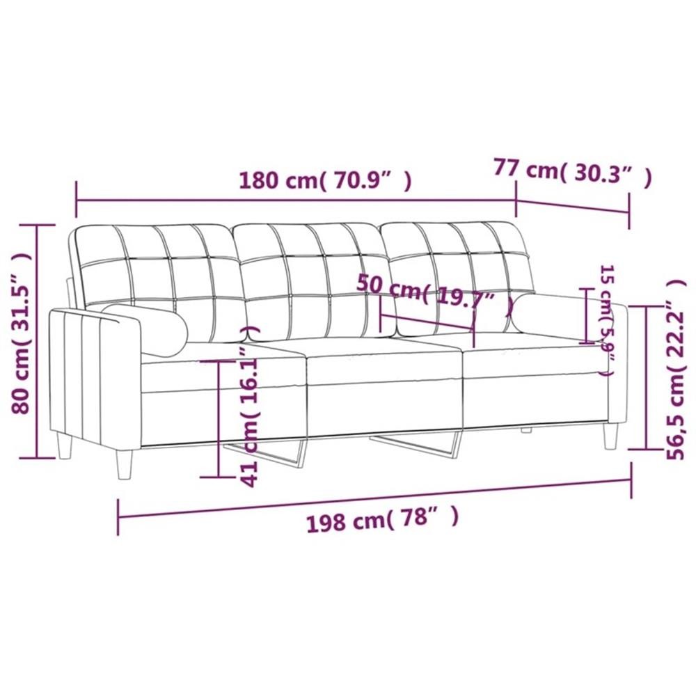 Bowery Hill Contemporary Metal 3-Seater Sofa in Light Grey Polyester