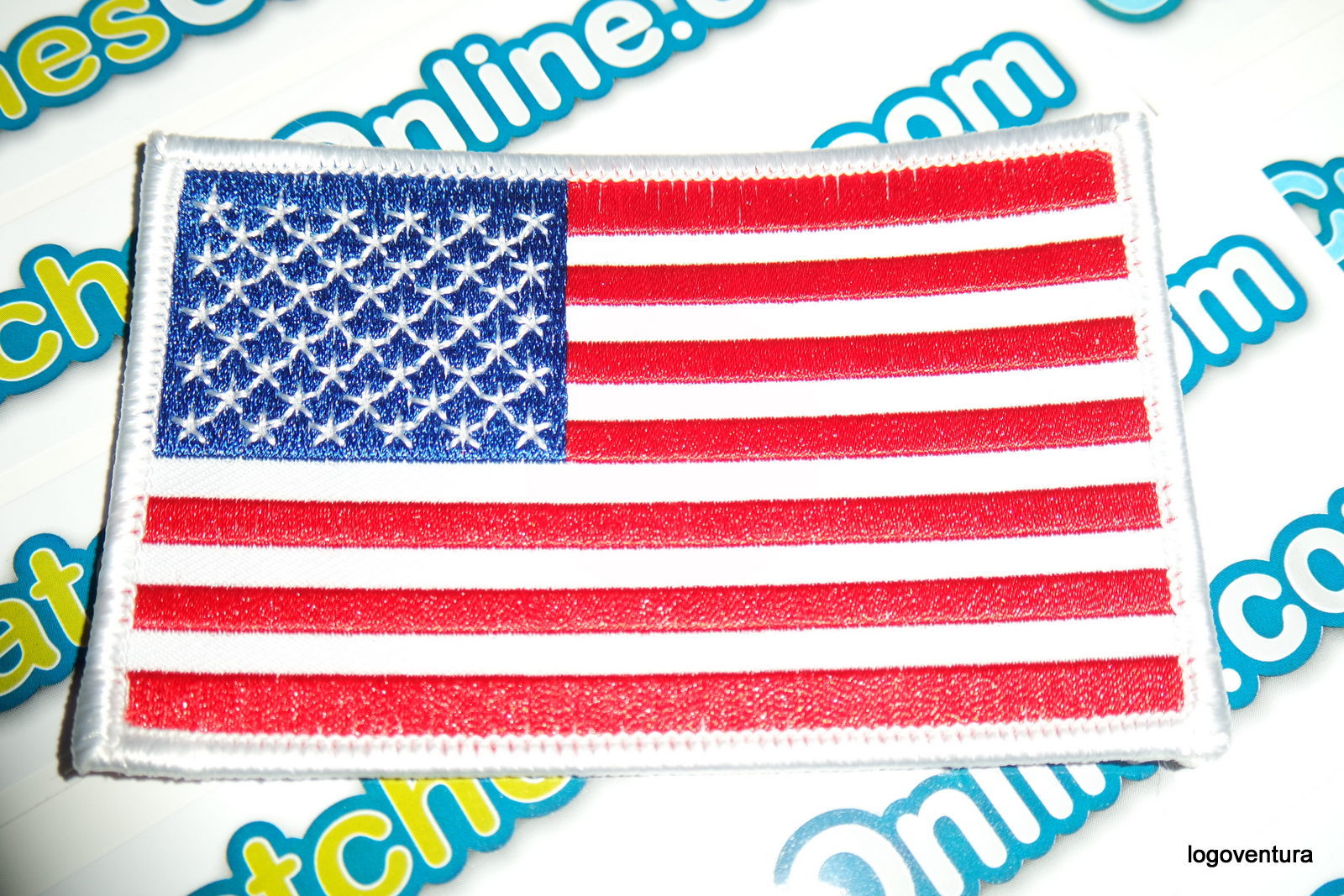 USA American Flag Embroidered Iron- On Patch 2.5x4" White Border Applique
