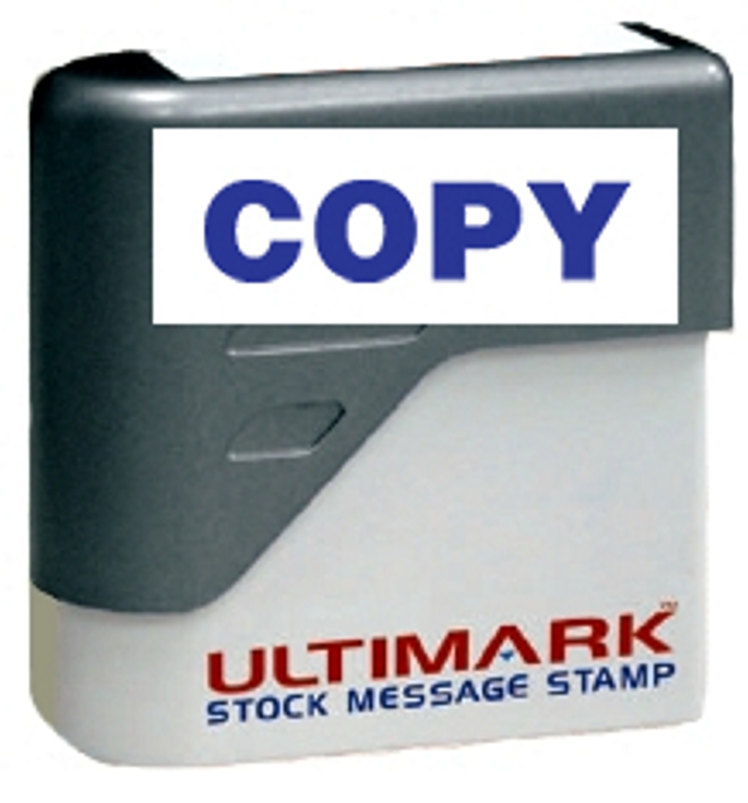 COPY stamp text on Ultimark Pre-inked Message Stamp with Blue Ink