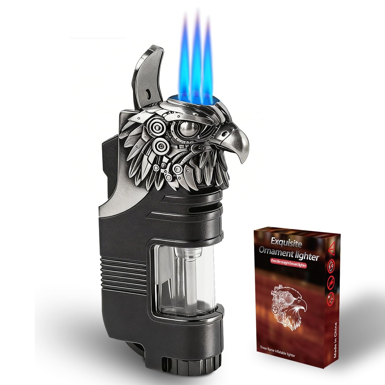 Torch Lighter, Triple Jet Flame Butane Refill Small Lighters, Black