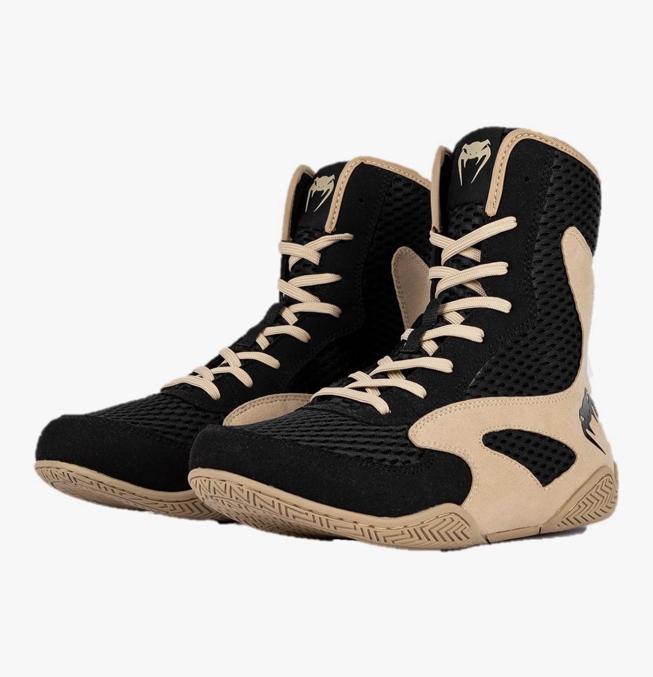 Venum Contender Boxing Shoes in Black/Sand Size : 8.5 Women 7 Men EU 39