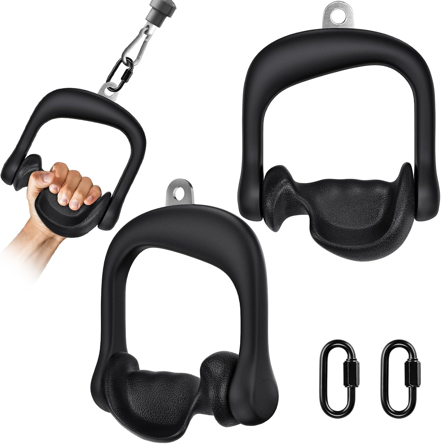 D Handle Cable Attachment for Gym Rotating 360° Non-Slip Aluminum Grip Pair