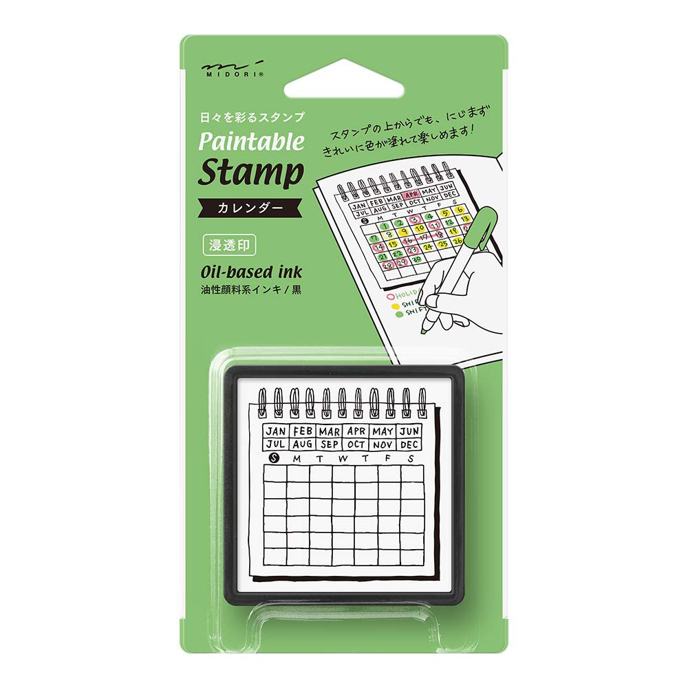 Midori Self Inking Rubber Stamp Calendar Pattern 35399006 for Journals