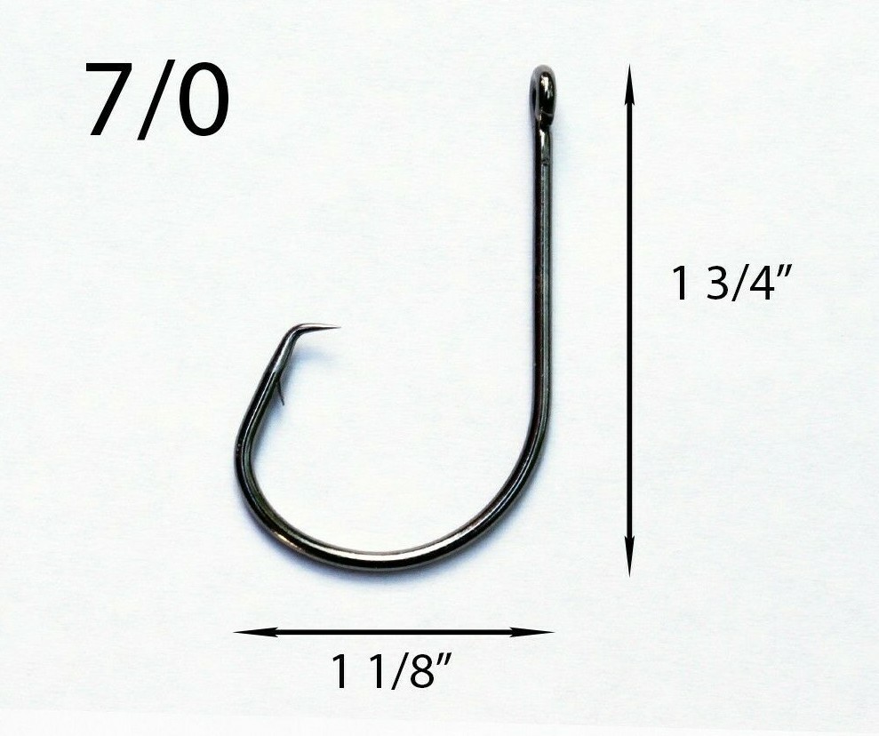 PACK OF 25 Size 7/0 TACKLEWORKS Circle Non-Offset Inline Fishing Hooks 7381