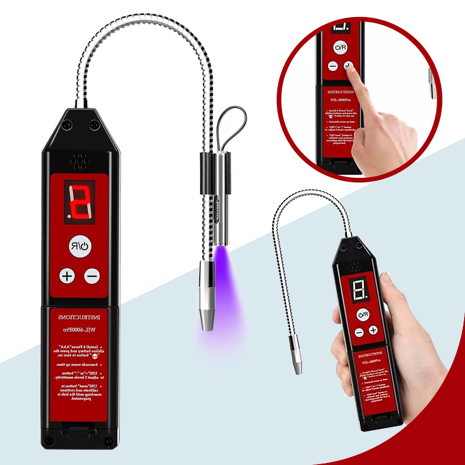Refrigerant Leak Detector w/LED Light Halogen Leak New Detector Freon Gas LeakaJ