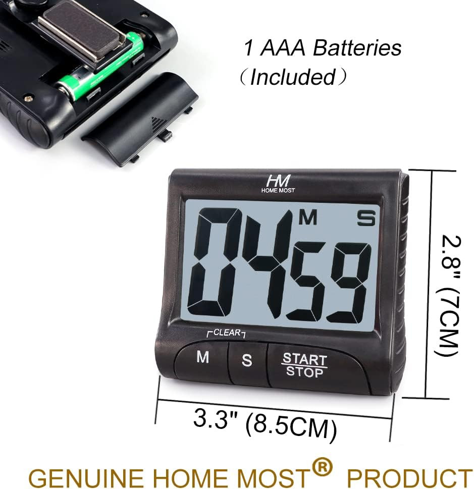 3" Large Display Kitchen Timer - Digital Timer Magnetic Back Loud Alarm