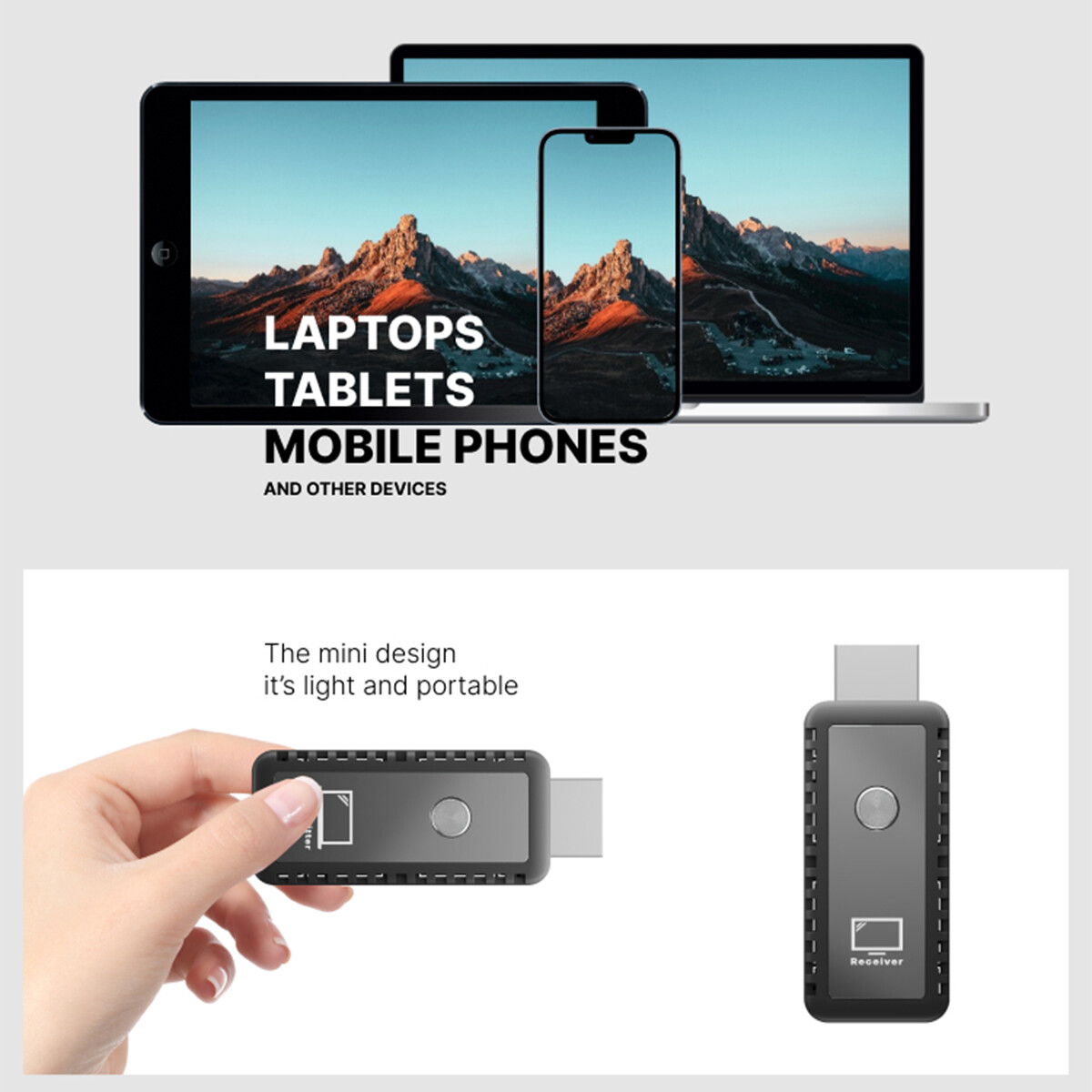 4K Wireless HDMI Video Transmitter and Receiver TV Stick Screen Share Extender.