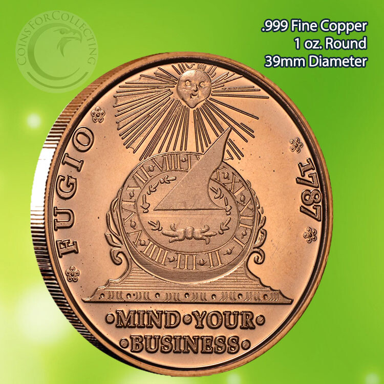 "Fugio Cent Round" 1 oz .999 Copper Round (not a real cent)