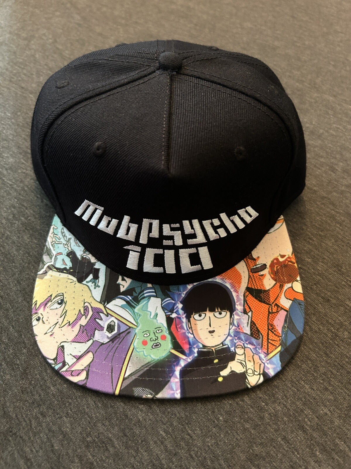 MOB PSYCHO 100 SHIEGO SNAPBACK HAT OSFM ADJUSTABLE ANIME BLACK