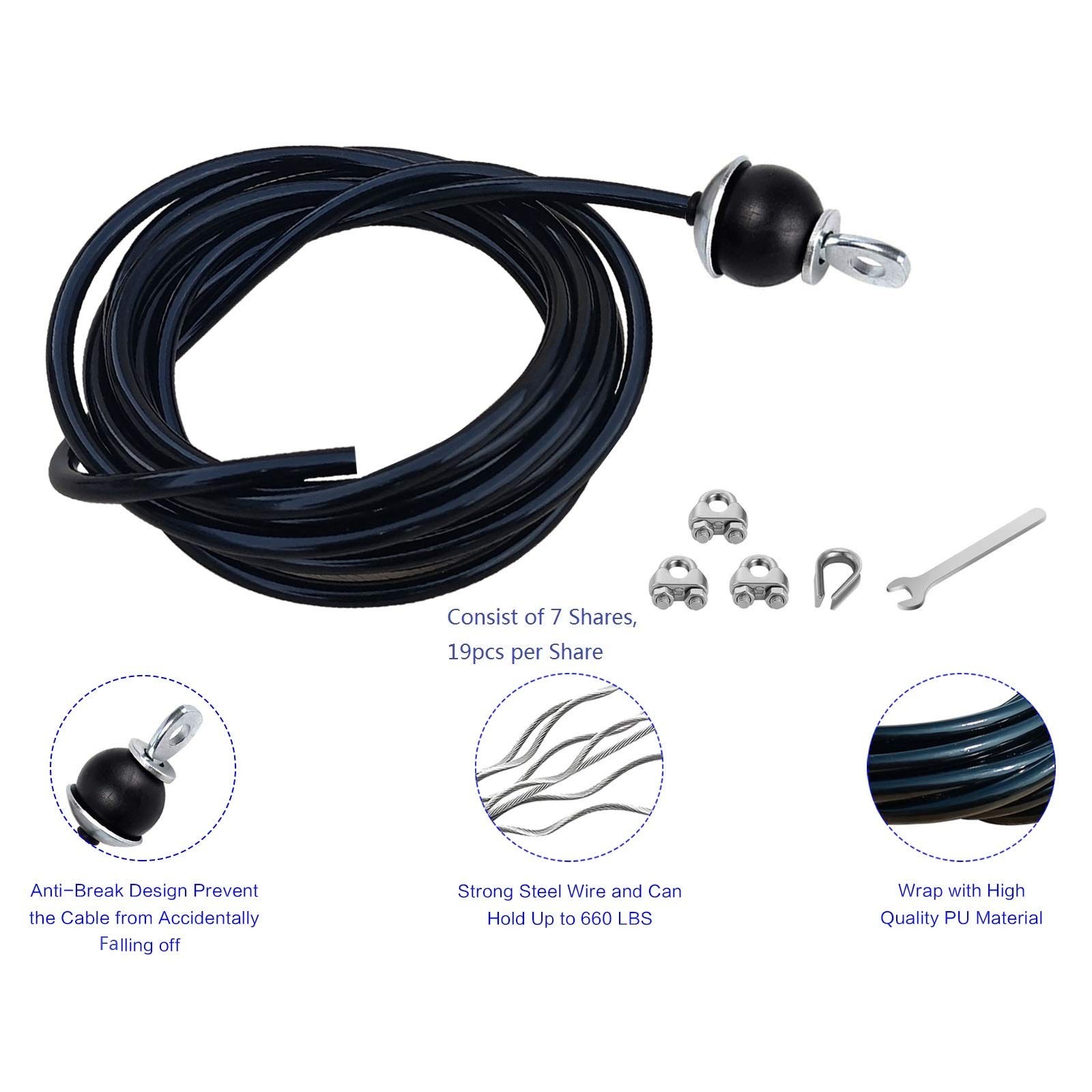 LAT Pulldown Cable Replacement for Home Gym, 78236 Inch Adjustable Length