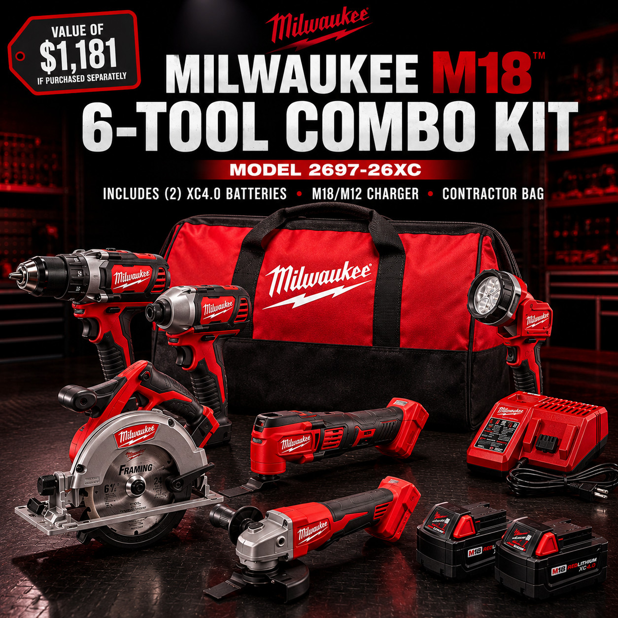 Milwaukee 2697-26XC M18 6-Tool Combo Kit
