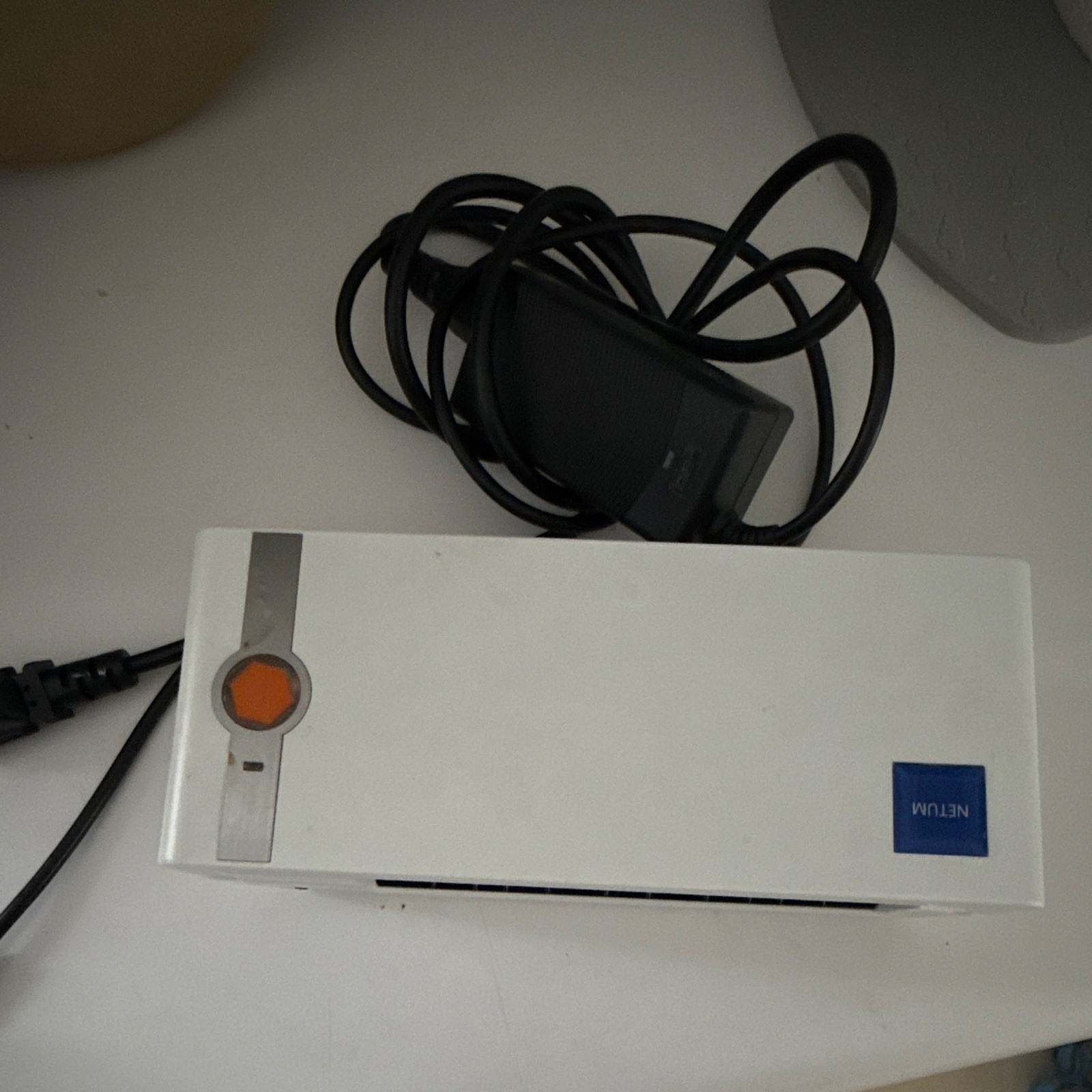 NETUM POS Label Printer, White/Orange, Includes Power Adapter and Printer Unit