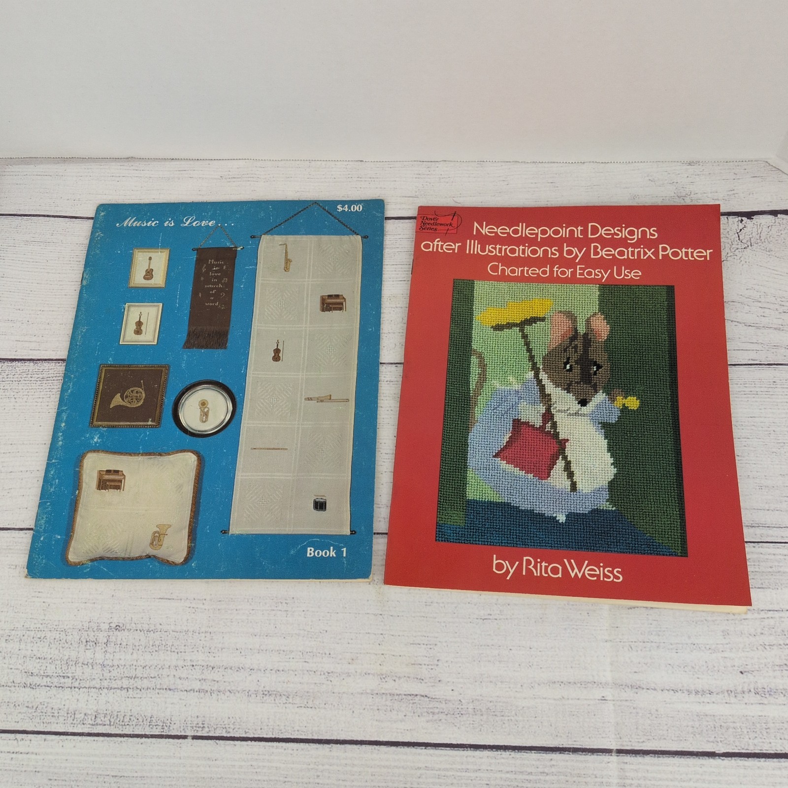 Beatrix Potter Needlepoint Designs Peter Rabbit Rita Weiss  & Music Is Love
