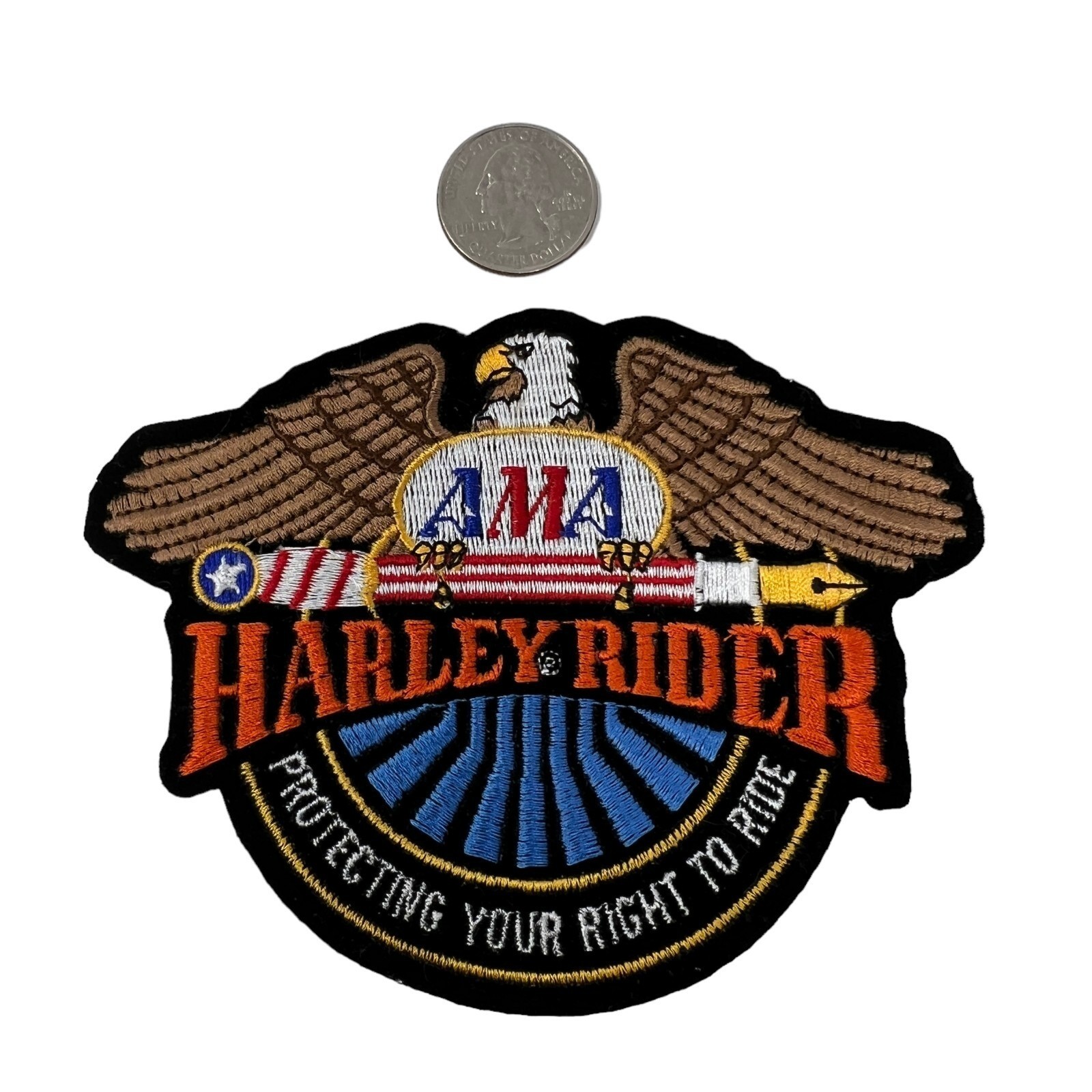 Harley Davidson Patch with Eagle AMA Protecting Your Right to Ride