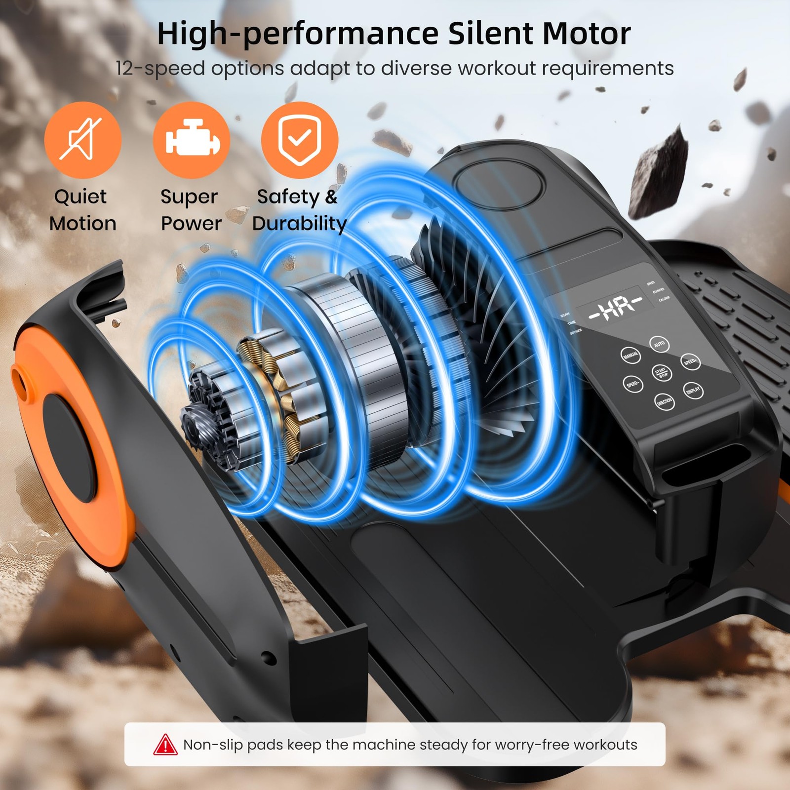 Under Desk Elliptical Machine with Remote Control, 12 Adjustable Speeds Elect...