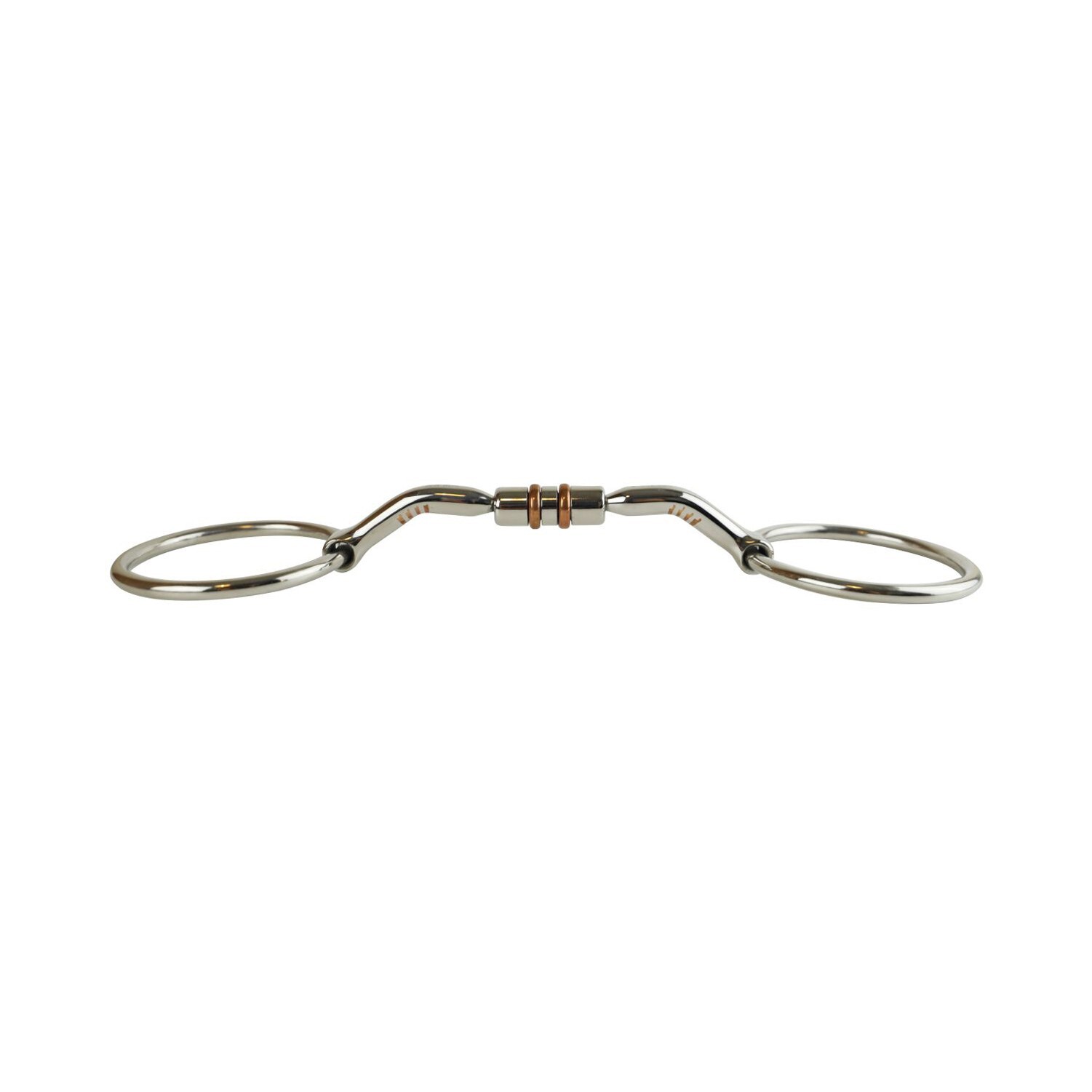 AK Loose Ring Rotary Curved Snaffle Horse Riding Bit with Double Cooper Roller