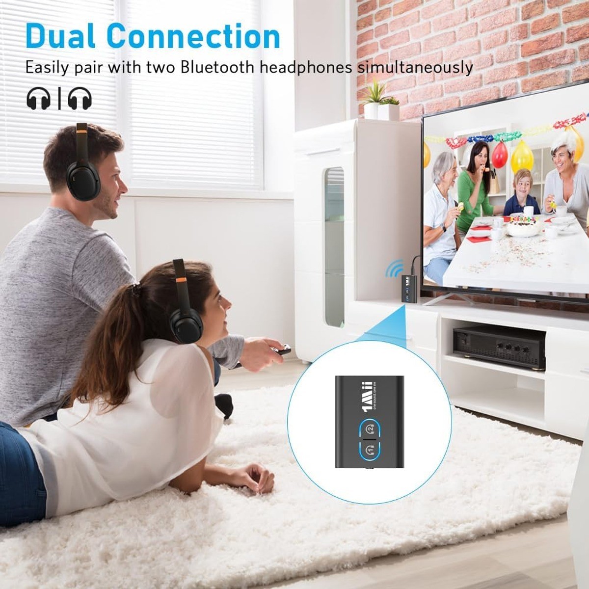 1Mii Bluetooth Audio Transmitter Receiver Dual Connection 3.5mm RCA Open Box