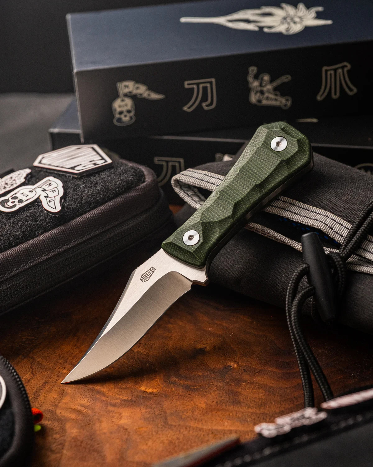 Auxiliary Manufacturing Fixed Knife 3" 14C28N Sandvik Steel Blade Micarta Handle