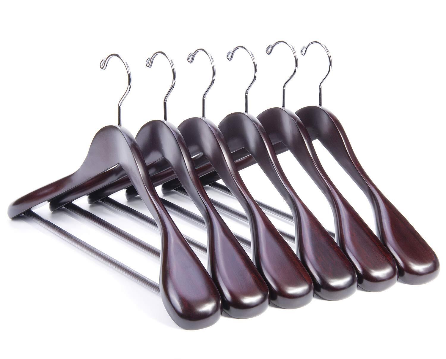 Wooden Coat Suit Hangers Womans Wood Jacket Outerwear Shirt Hangers Anti Slip...
