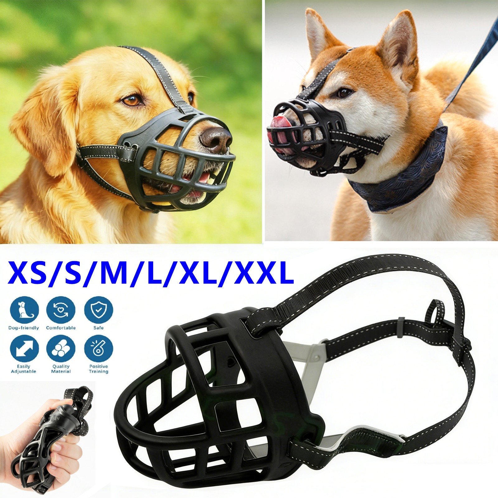 6 Sizes Adjustable Pet Dog No Bite Silicone Basket Muzzle Cage Mouth Mesh Cover