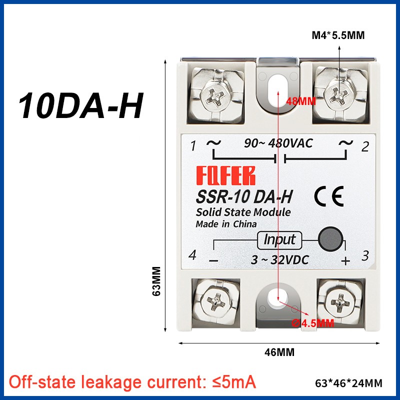 Single Phase Solid State Relay Module SSR-10DA 25DA 40DA 50DA 60DA 80DA 100DA